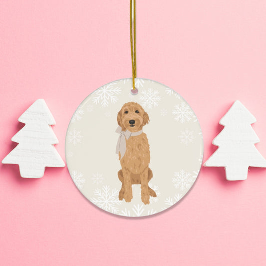 Golden doodle Christmas Ornament Ceramic, Labradoodle Gifts, Goldendoodle Christmas Tree Ornament, Doodle Christmas card, ceramic ornament