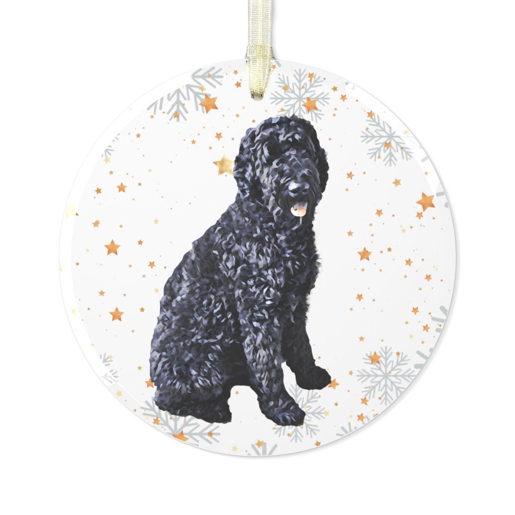 Glass black Goldendoodle Christmas ornament, golden doodle ornament, doodle Christmas stocking, labradoodle Christmas gifts, wife girlfriend