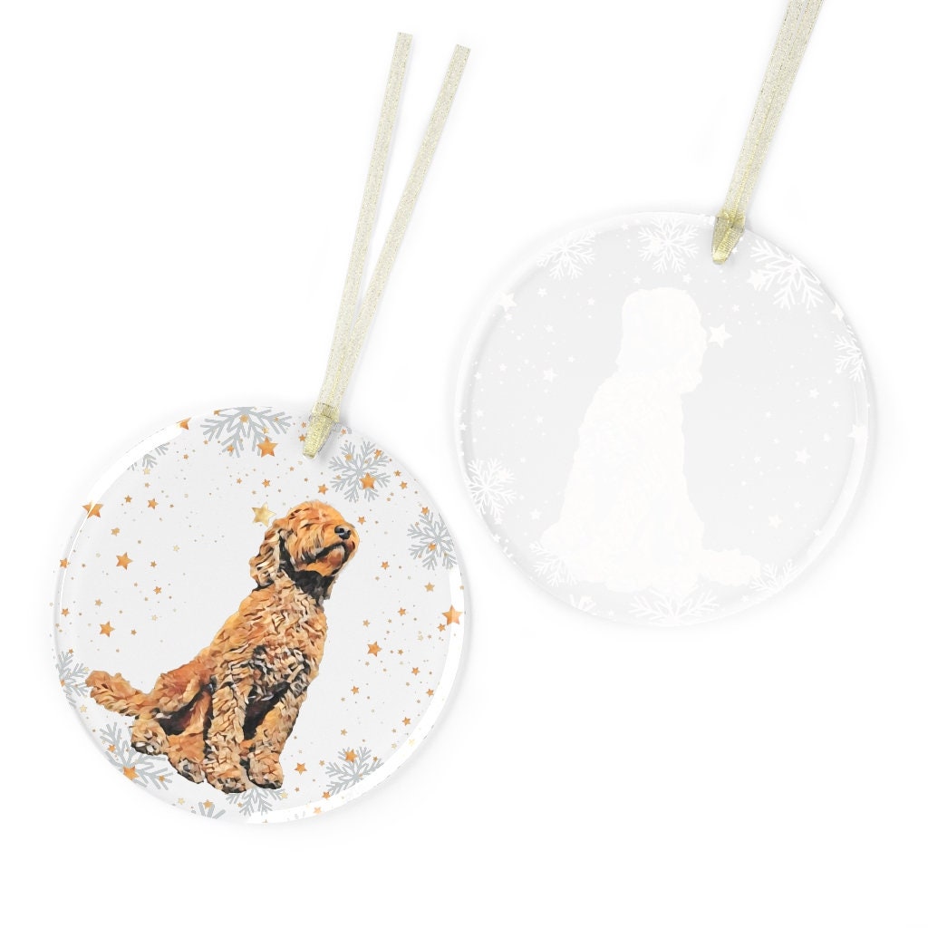 Glass mini Goldendoodle Christmas ornament, apricot doodle ornament, goldendoodle gifts, cavapoo ornament, dogs first Christmas stockin