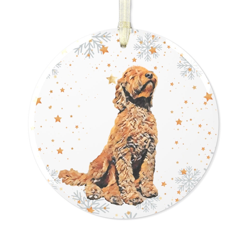 Glass mini Goldendoodle Christmas ornament, apricot doodle ornament, goldendoodle gifts, cavapoo ornament, dogs first Christmas stockin
