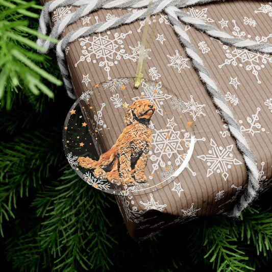 Glass mini Goldendoodle Christmas ornament, apricot doodle ornament, goldendoodle gifts, cavapoo ornament, dogs first Christmas stockin