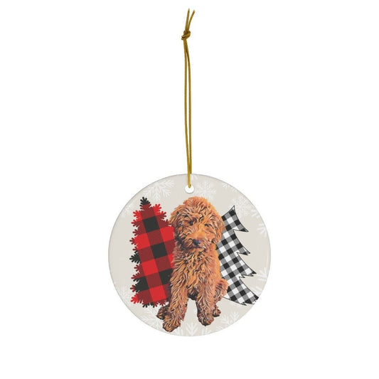 Red golden doodle Christmas ornaments, labradoodle gifts, cockapoo christmas ornament, cavapoo mom gifts, doodle Christmas card, ceramic