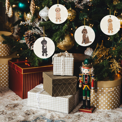 Golden doodle Christmas Ornament Ceramic, Labradoodle Gifts, Goldendoodle Christmas Tree Ornament, Doodle Christmas card, ceramic ornament