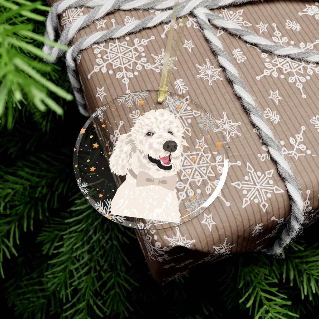 White Poodle Ornament, Glass Christmas Ornament, Poodle Gifts, Poodle Lover Gifts, Dog Christmas Ornament, Poodle Bauble, Poodle Mom Gift