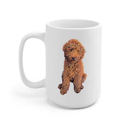 Large red Goldendoodle mug, life is golden with a Goldendoodle gift, ceramic mug 15oz, personalizable doodle mug, apricot doodle dad gift