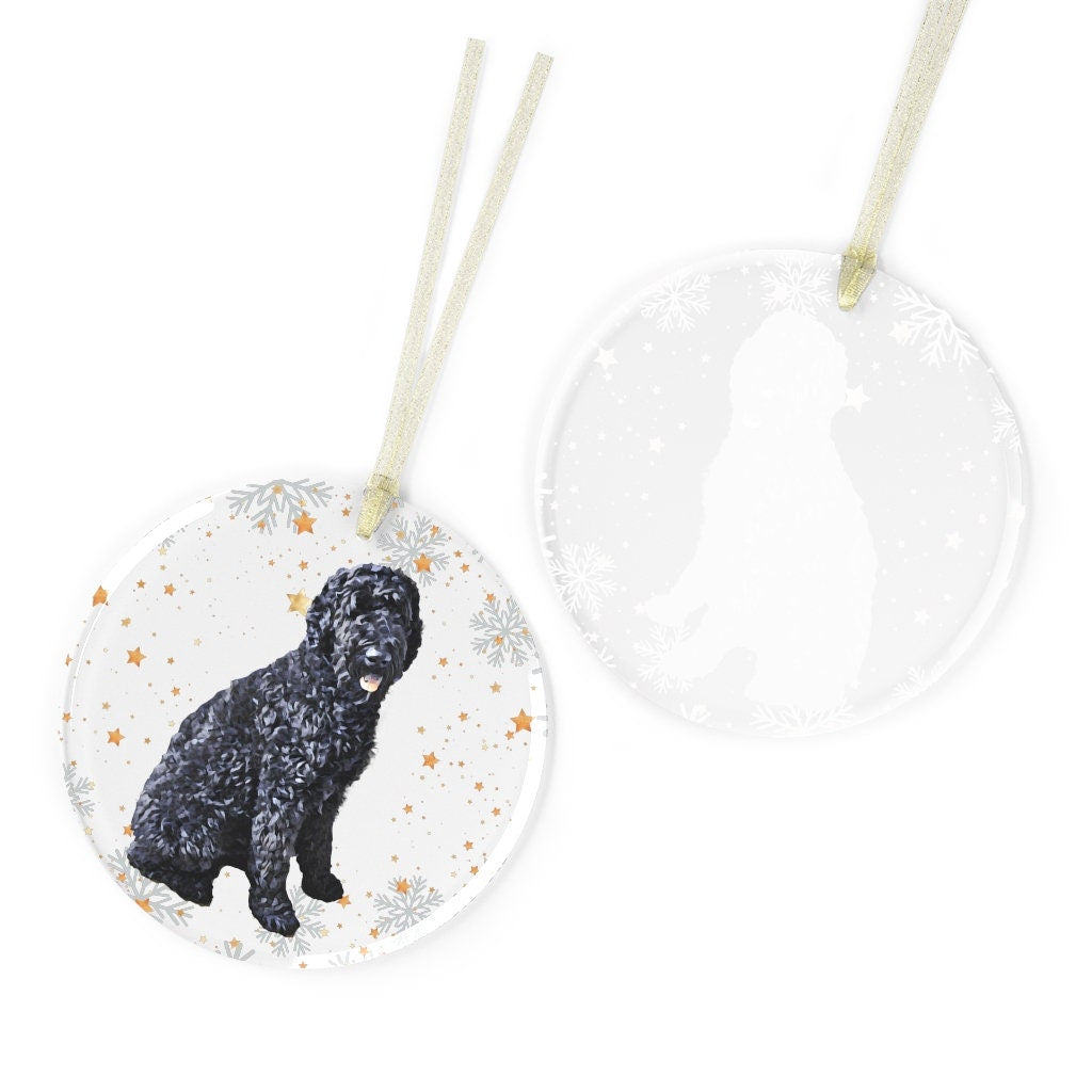 Glass black Goldendoodle Christmas ornament, golden doodle ornament, doodle Christmas stocking, labradoodle Christmas gifts, wife girlfriend