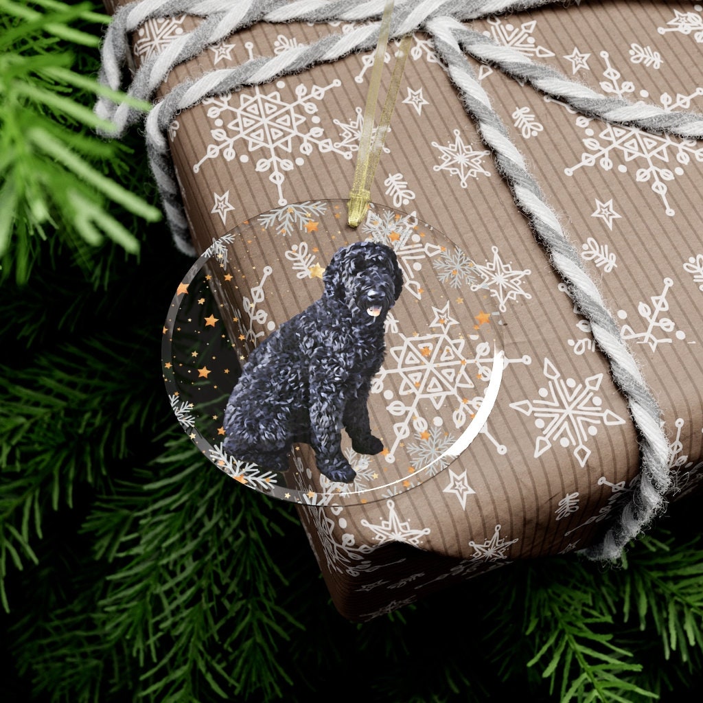 Glass black Goldendoodle Christmas ornament, golden doodle ornament, doodle Christmas stocking, labradoodle Christmas gifts, wife girlfriend