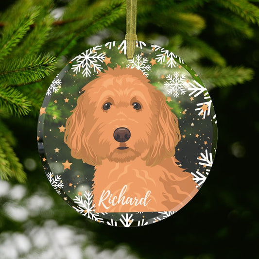 Glass apricot Goldendoodle Christmas ornament, red doodle ornament, goldendoodle gift, cockapoo ornament cavapoo, labradodle first Christmas