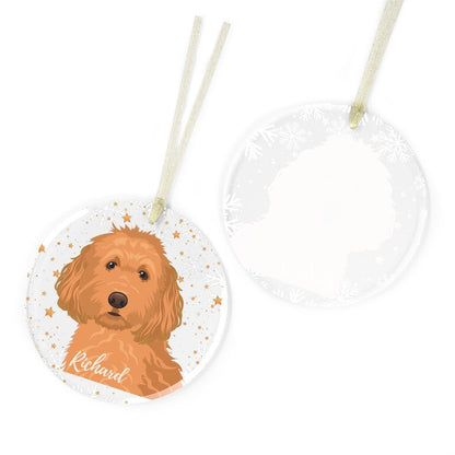 Glass apricot Goldendoodle Christmas ornament, red doodle ornament, goldendoodle gift, cockapoo ornament cavapoo, labradodle first Christmas