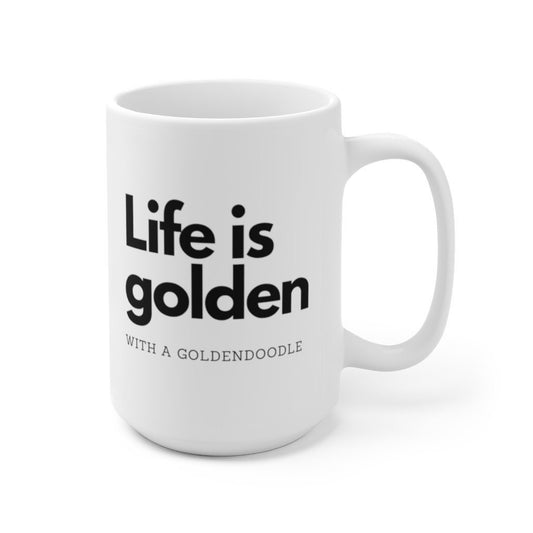 Large red Goldendoodle mug, life is golden with a Goldendoodle gift, ceramic mug 15oz, personalizable doodle mug, apricot doodle dad gift