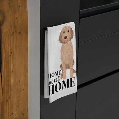 Goldendoodle flour sack kitchen tea towel, golden doodle tea towel, doodle hand towel, dish towel 100% cotton, doodle mom gift, housewarming