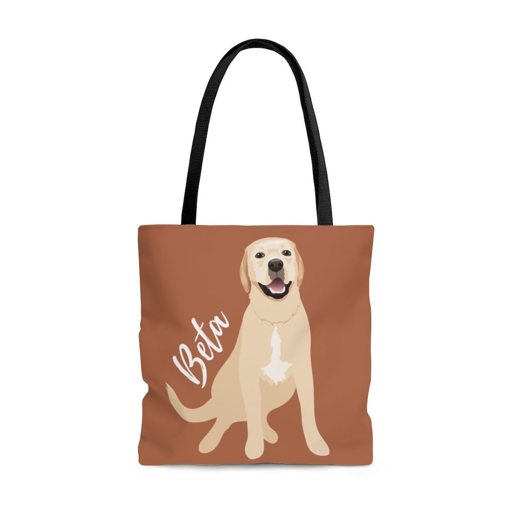 Personalized yellow labrador retriever tote bag brown, labrador retriever gifts, labrador gifts, lab mom gifts, grocery bag, shopping bag