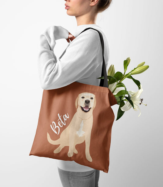 Personalized yellow labrador retriever tote bag brown, labrador retriever gifts, labrador gifts, lab mom gifts, grocery bag, shopping bag