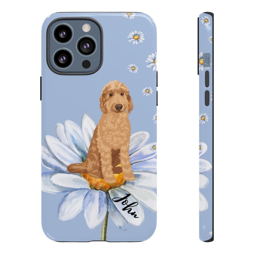 Cottagecore Goldendoodle phone case, Golden doodle gift, mothers day gift, flower mom birthday gift, doodle mom gift, cockapoo gifts, cavapo