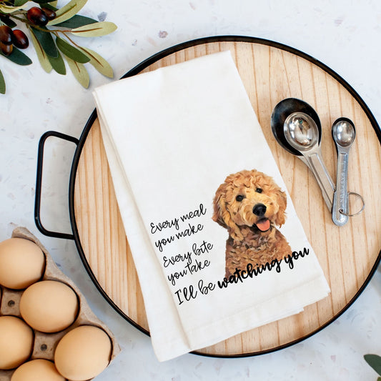 Goldendoodle flour sack kitchen tea towel, goldendoodle Tea towel, doodle hand towel, dish towel, 100% cotton, Goldendoodle gifts