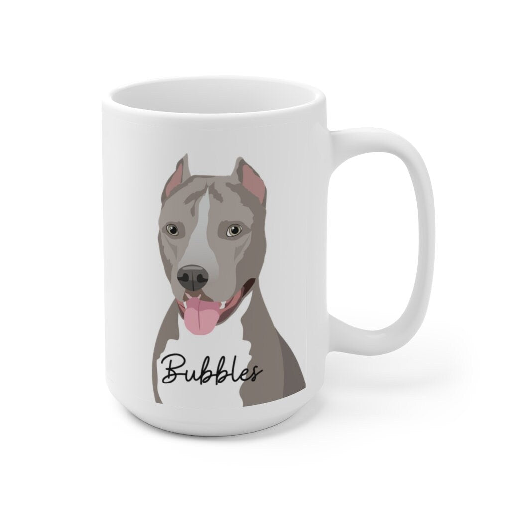 Gray Pitbull coffee mug for Pitbull lovers, ceramic mug 15oz, pitbull gifts, adopt dont shop, pitbull rescue gifts, Pitbull mom gifts