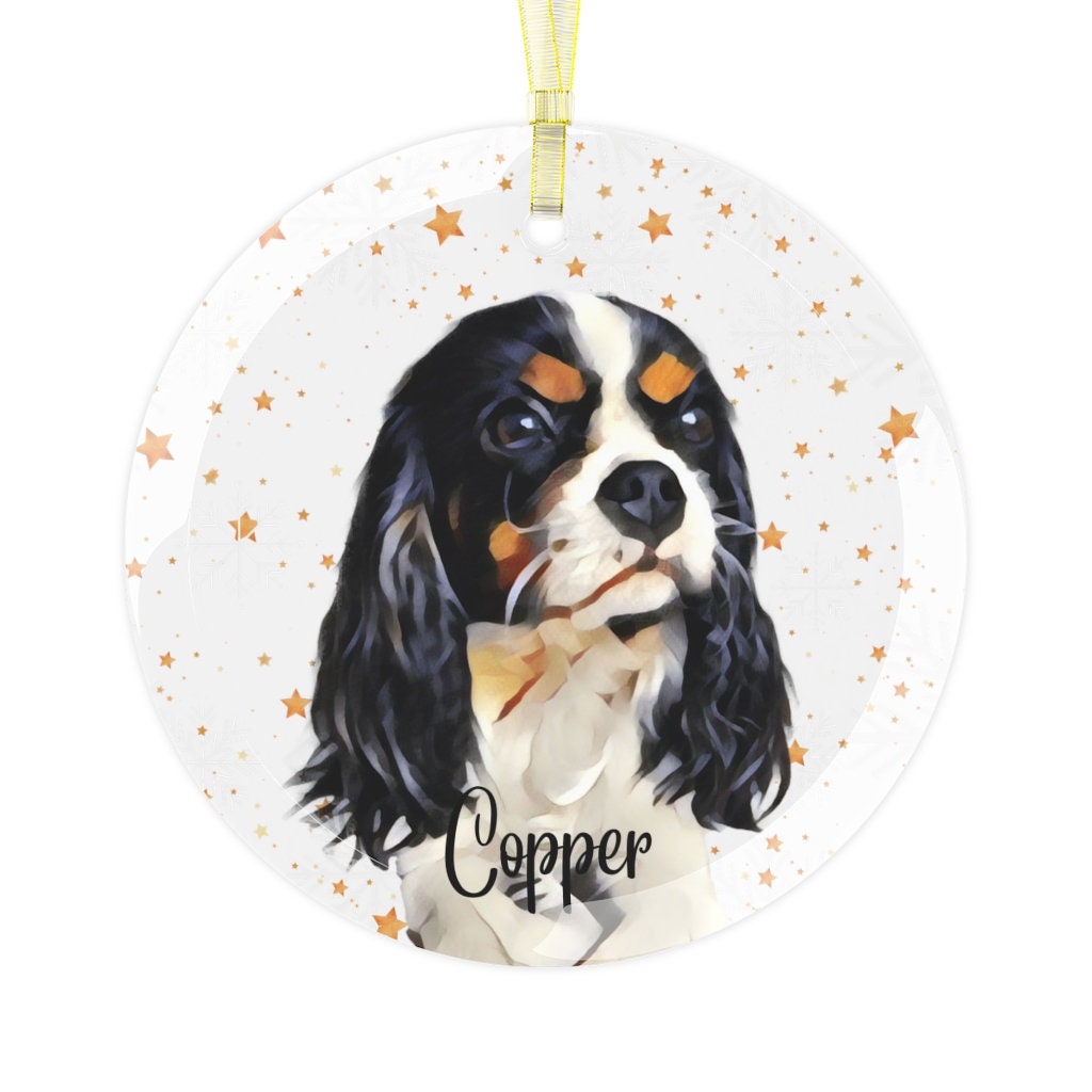 King Charles Cavalier Spaniel Ornament, Glass Christmas Ornament, Spaniel Dad Gift, Spaniel Mom Gift, Dog Mom Christmas Stocking Stuffer