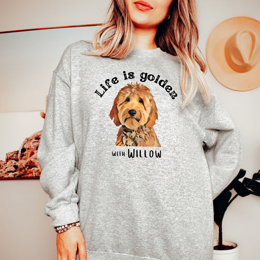 Personalized Golden doodle sweatshirt, Life is Golden shirt, bernedoodle sweater, doodle Gifts, niece birthday gift, mothers day gift
