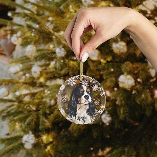 King Charles Cavalier Spaniel Ornament, Glass Christmas Ornament, Spaniel Dad Gift, Spaniel Mom Gift, Dog Mom Christmas Stocking Stuffer