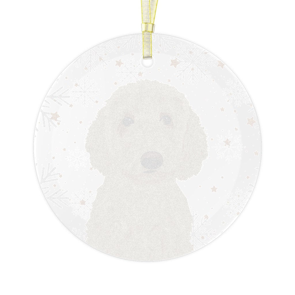 Cream Goldendoodle Ornament, Glass, Dogs First Christmas, Dog Ornament, Dooodle Christmas Ornament, Stocking Stuffer, Doodle Lover Gifts