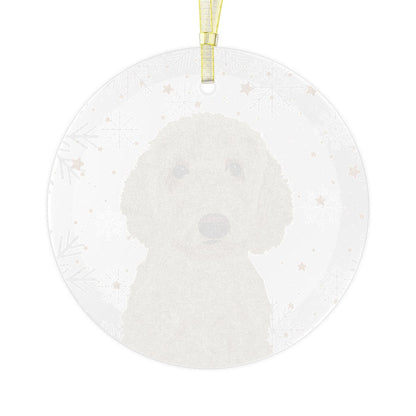 Cream Goldendoodle Ornament, Glass, Dogs First Christmas, Dog Ornament, Dooodle Christmas Ornament, Stocking Stuffer, Doodle Lover Gifts