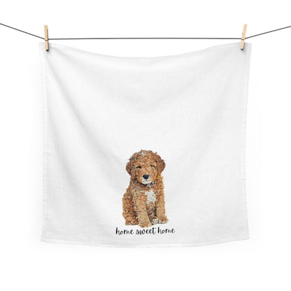 Puppy Goldendoodle Flour Sack Kitchen Tea Towel, Cotton Tuxedo Golden doodle Tea Towel, Cockapoo, Cavapoo, Doodle Hand Towel, Dish Towel