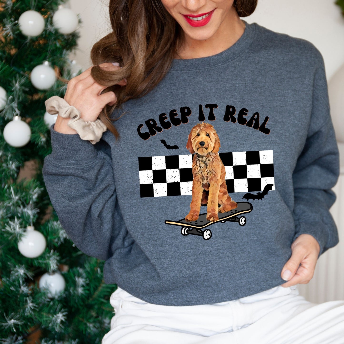 Goldendoodle Halloween Sweatshirt, Creep It Real Shirt, Goldendoodle Fall Crewneck Sweatshirt, Golden Doodle Gifts, Christmas Labradoodle