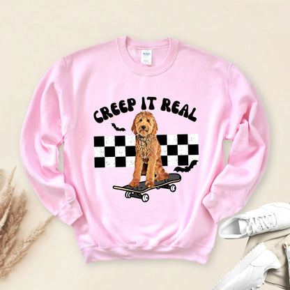 Goldendoodle Halloween Sweatshirt, Creep It Real Shirt, Goldendoodle Fall Crewneck Sweatshirt, Golden Doodle Gifts, Christmas Labradoodle