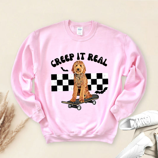 Goldendoodle Halloween Sweatshirt, Creep It Real Shirt, Goldendoodle Fall Crewneck Sweatshirt, Golden Doodle Gifts, Christmas Labradoodle