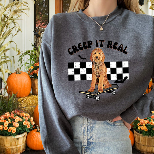 Goldendoodle Halloween Sweatshirt, Creep It Real Shirt, Goldendoodle Fall Crewneck Sweatshirt, Golden Doodle Gifts, Christmas Labradoodle