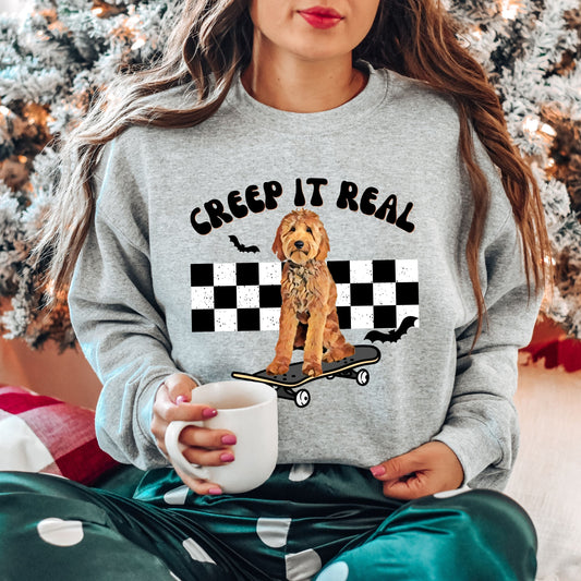 Goldendoodle Halloween Sweatshirt, Creep It Real Shirt, Goldendoodle Fall Crewneck Sweatshirt, Golden Doodle Gifts, Christmas Labradoodle
