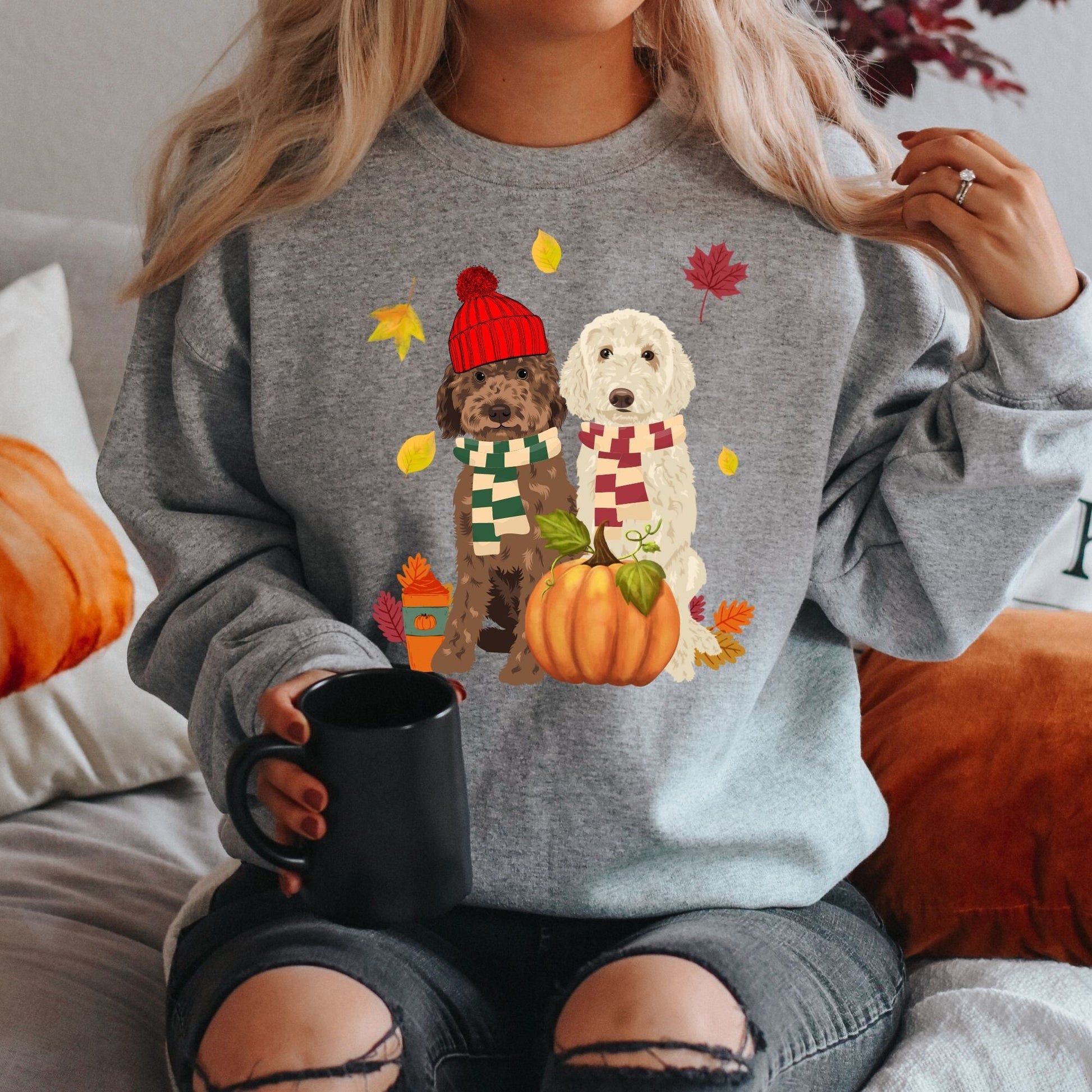 Pumpkin Goldendoodle Fall Sweatshirt, Crewneck Sweatshirt, Golden Doodle Halloween Shirt, Life is Golden, Labradoodle, Dog Mom Sweatshirt