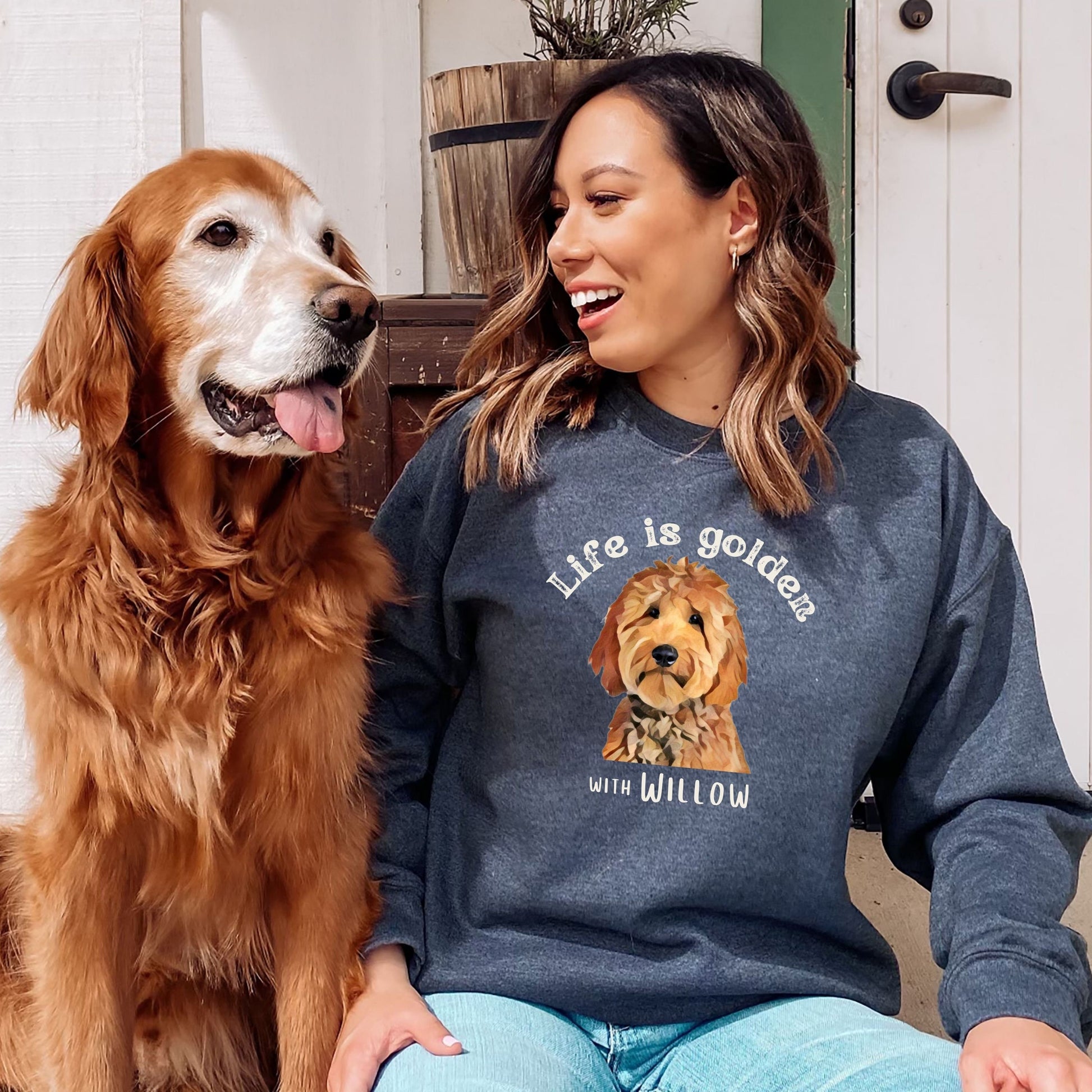 Personalized Golden doodle sweatshirt, Life is Golden shirt, bernedoodle sweater, doodle Gifts, niece birthday gift, mothers day gift