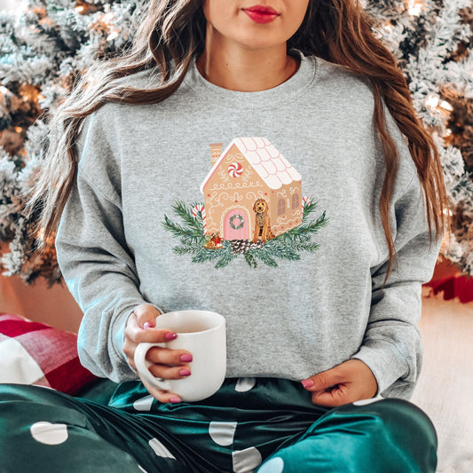 Gingerbread Christmas Goldendoodle Sweatshirt, Dog Mom Sweatshirt, Goldendoodle Gifts, Golden Doodle Ornament, Doodle Christmas Gift for Her