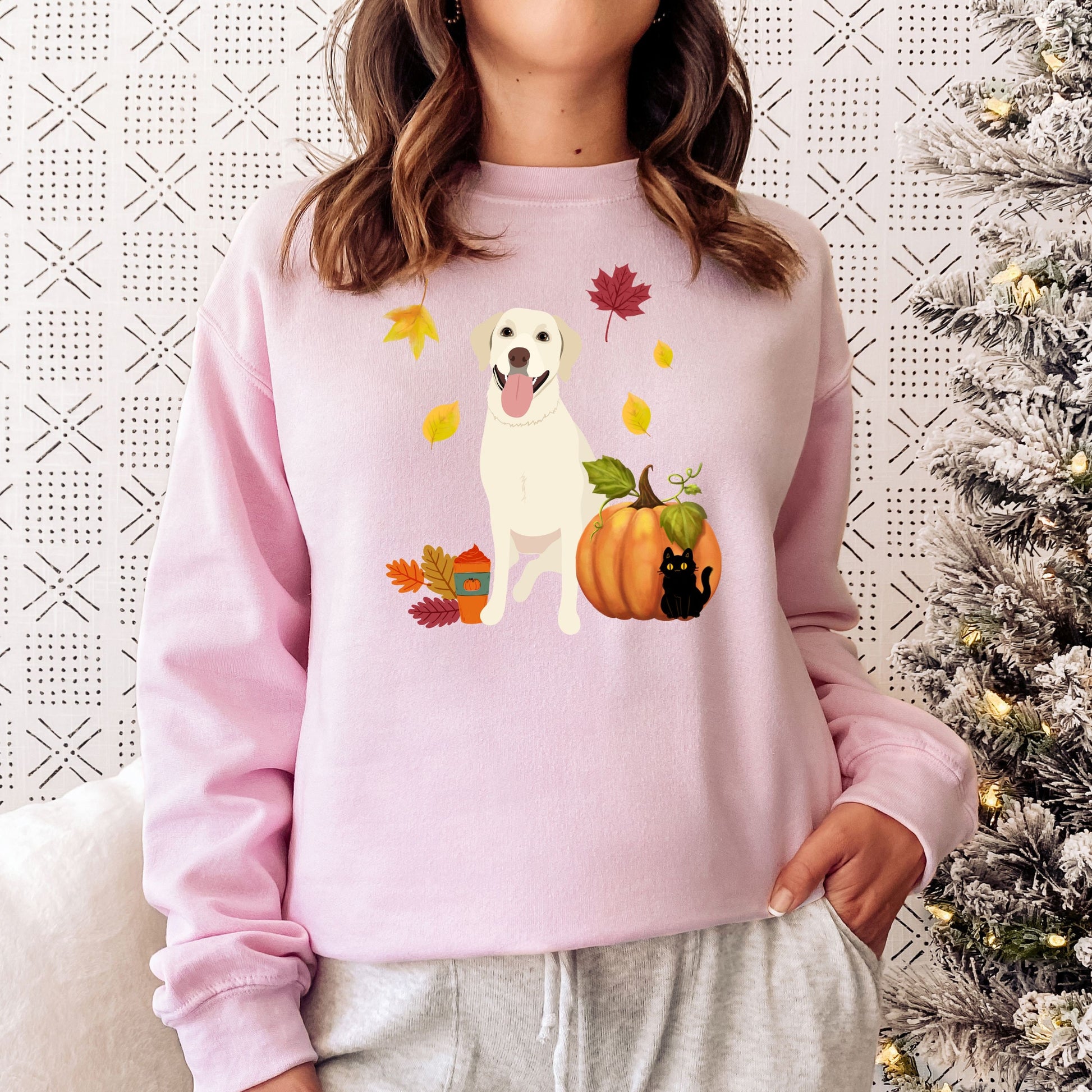Yellow Labrador Fall Sweatshirt, Yellow Lab Mom Shirt, Retriever Gifts, Dog Mom Sweatshirt, Dog Mom Gifts, Labrador Lover Sweater