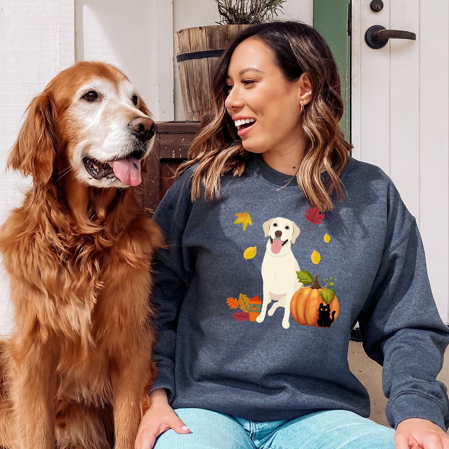 Yellow Labrador Fall Sweatshirt, Yellow Lab Mom Shirt, Retriever Gifts, Dog Mom Sweatshirt, Dog Mom Gifts, Labrador Lover Sweater