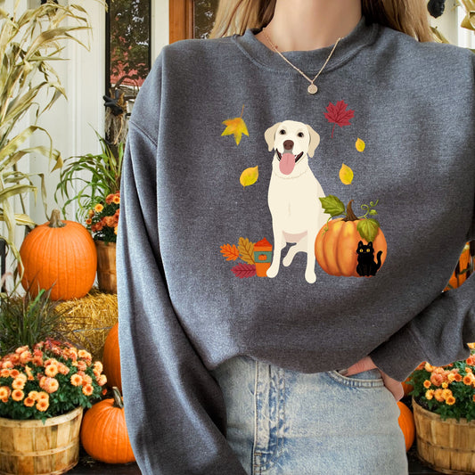 Yellow Labrador Fall Sweatshirt, Yellow Lab Mom Shirt, Retriever Gifts, Dog Mom Sweatshirt, Dog Mom Gifts, Labrador Lover Sweater