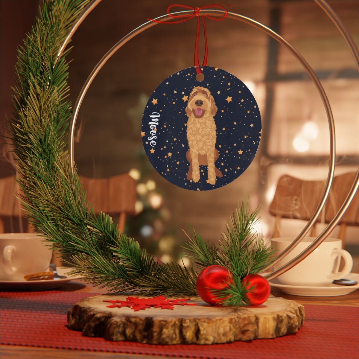 F1b Goldendoodle Ornament, Metal Ornament, Doodle Holiday Decor, Labradoodle Ornament, Dog Christmas Ornament, Dog Mom Gifts, Dog Dad Gifts