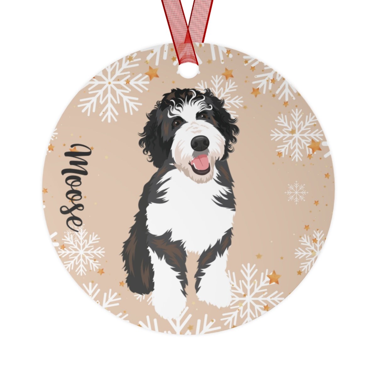 Bernedoodle Ornament Sand, Metal Ornament, Doodle Holiday Decor, Bernedoodle Gifts, Doodle Mom Gifts, Bernedoodle Dad Gifts, Dog Christmas