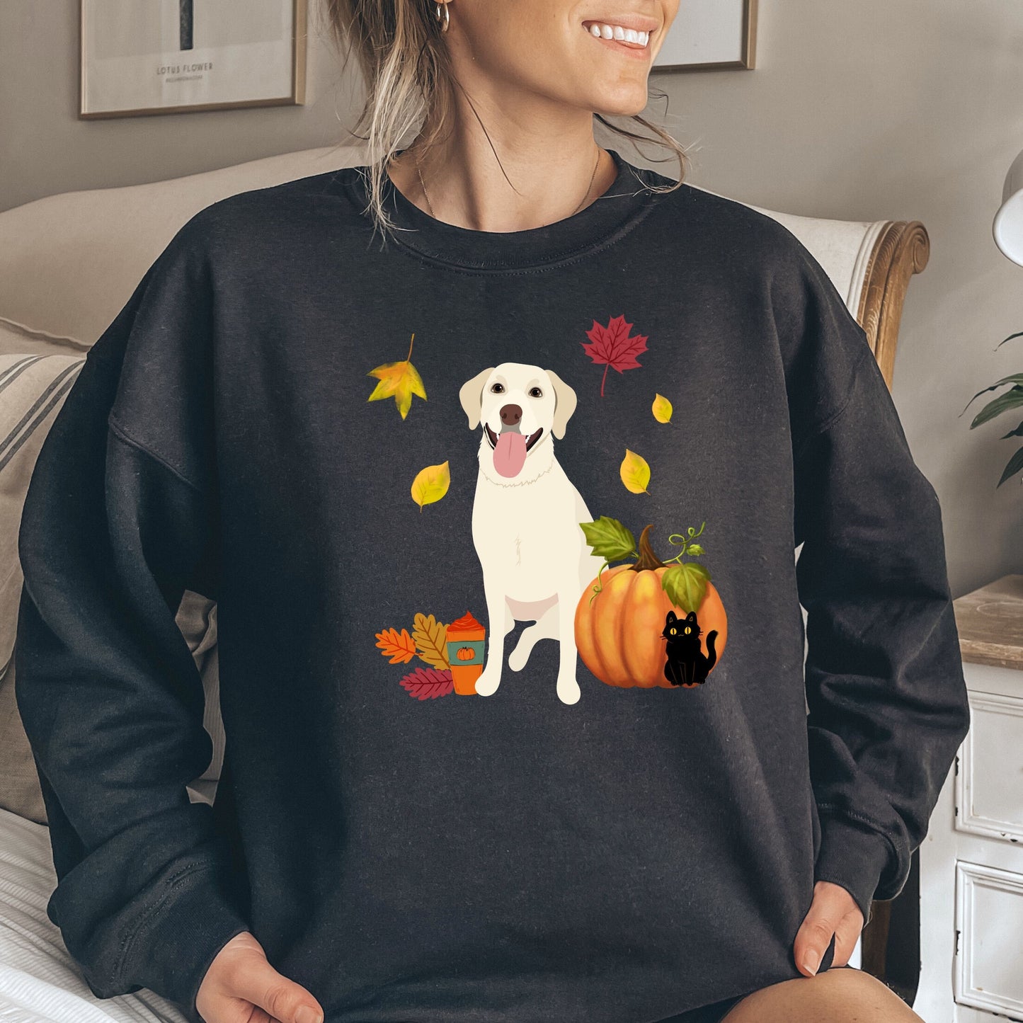 Yellow Labrador Fall Sweatshirt, Yellow Lab Mom Shirt, Retriever Gifts, Dog Mom Sweatshirt, Dog Mom Gifts, Labrador Lover Sweater
