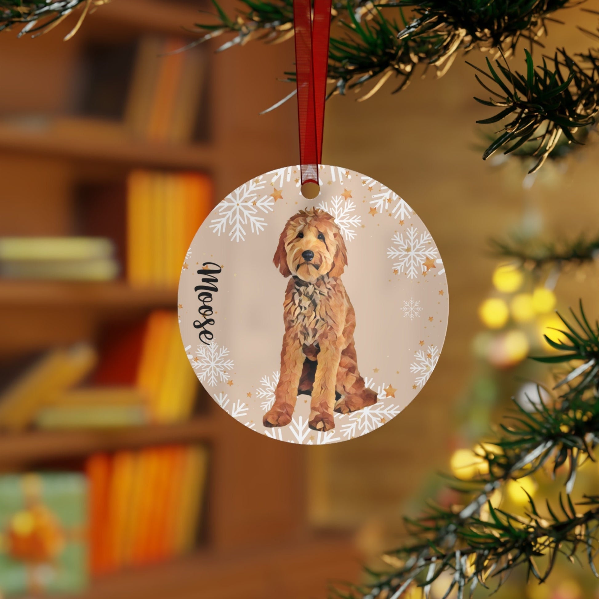 F1b Goldendoodle Ornament, Metal Ornament, Doodle Holiday Decor, Labradoodle Ornament, Retro Christmas, Doodle Mom Gift, Doodle Dad Gifts