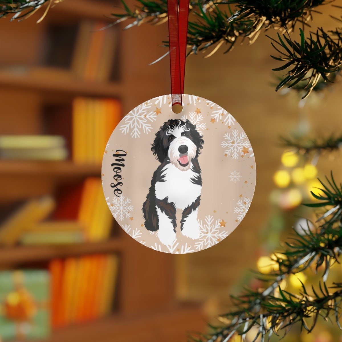 Bernedoodle Ornament Sand, Metal Ornament, Doodle Holiday Decor, Bernedoodle Gifts, Doodle Mom Gifts, Bernedoodle Dad Gifts, Dog Christmas