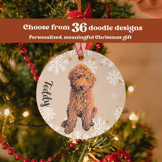 F1b Goldendoodle Ornament, Metal Ornament, Doodle Holiday Decor, Labradoodle Ornament, Retro Christmas, Doodle Mom Gift, Doodle Dad Gifts
