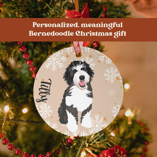 Bernedoodle Ornament Sand, Metal Ornament, Doodle Holiday Decor, Bernedoodle Gifts, Doodle Mom Gifts, Bernedoodle Dad Gifts, Dog Christmas