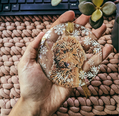 Black Goldendoodle Glass Ornament | Dog Tree Decor - Unique Gifts For Dog Lovers | Love Dogs Gifts