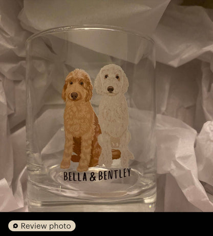 Personalized Goldendoodle dad gift, whiskey glass, dog dad gifts, doodle mom gifts, wedding gift, anniversary gift, pet loss gift
