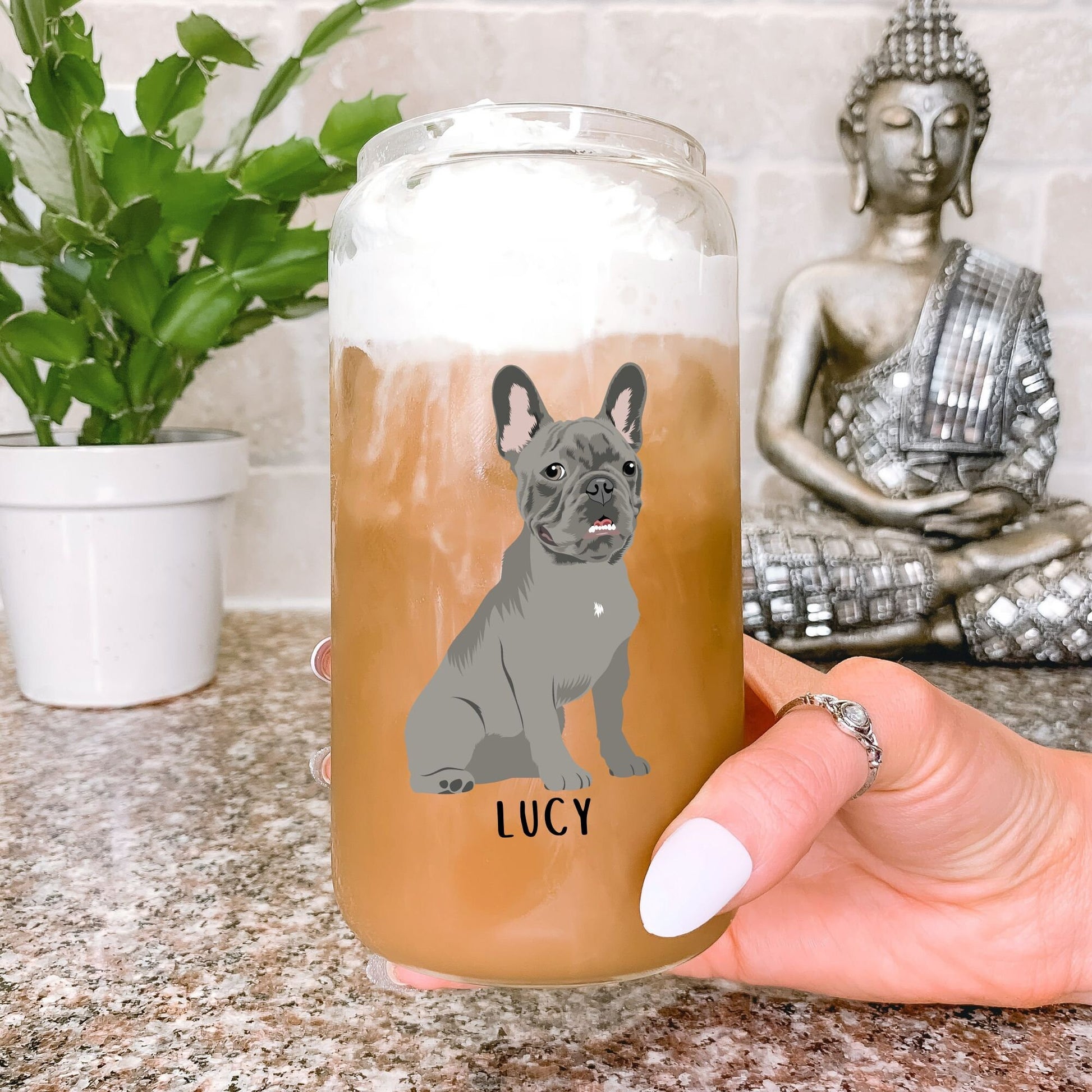 French Bulldog glass, iced coffee cup, daughter birthday gift, frenchie mug, frenchie tumbler, frenchie gift, dog mom mug, mothers day gifts