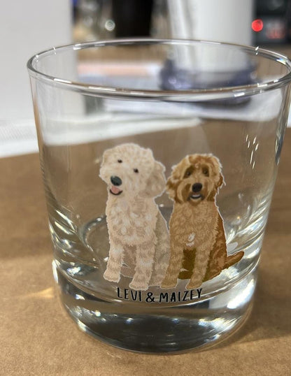 Personalized Goldendoodle dad gift, whiskey glass, dog dad gifts, doodle mom gifts, wedding gift, anniversary gift, pet loss gift