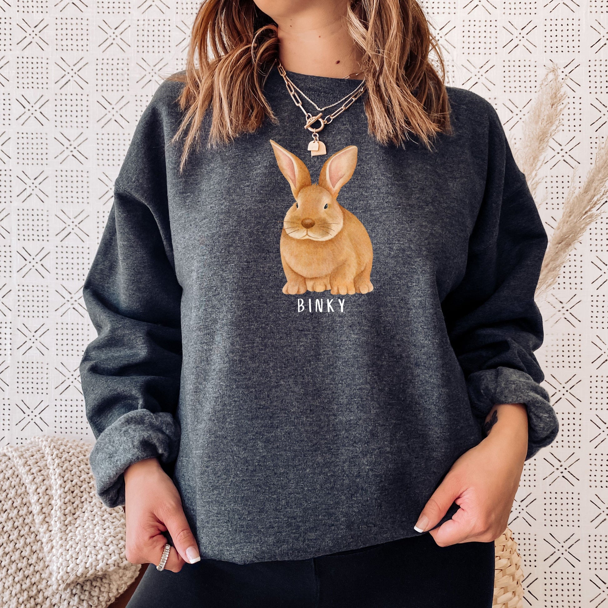 Personalized Bunny Sweatshirt, Valentines Day Gift for Wife, Bunny Mom Shirt, Bunny Gifts, Farm Lover Shirt, Braid Bunny Shirt, Brown Rabbit