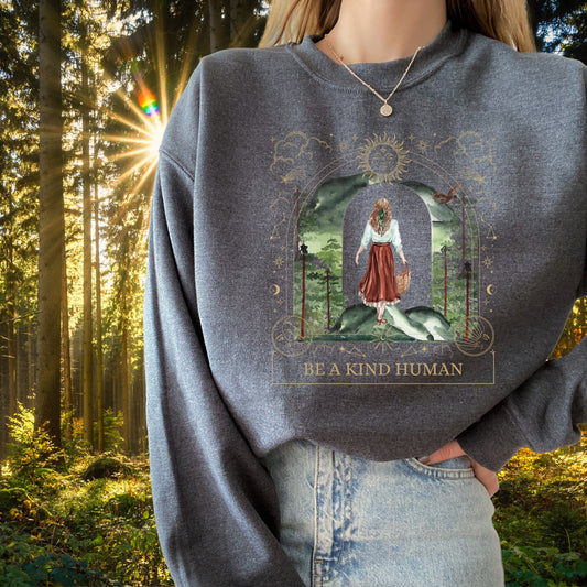 Be A Kind Human Bookish Romance Sweatshirt - Unique Gifts For Dog Lovers | Love Dogs Gifts